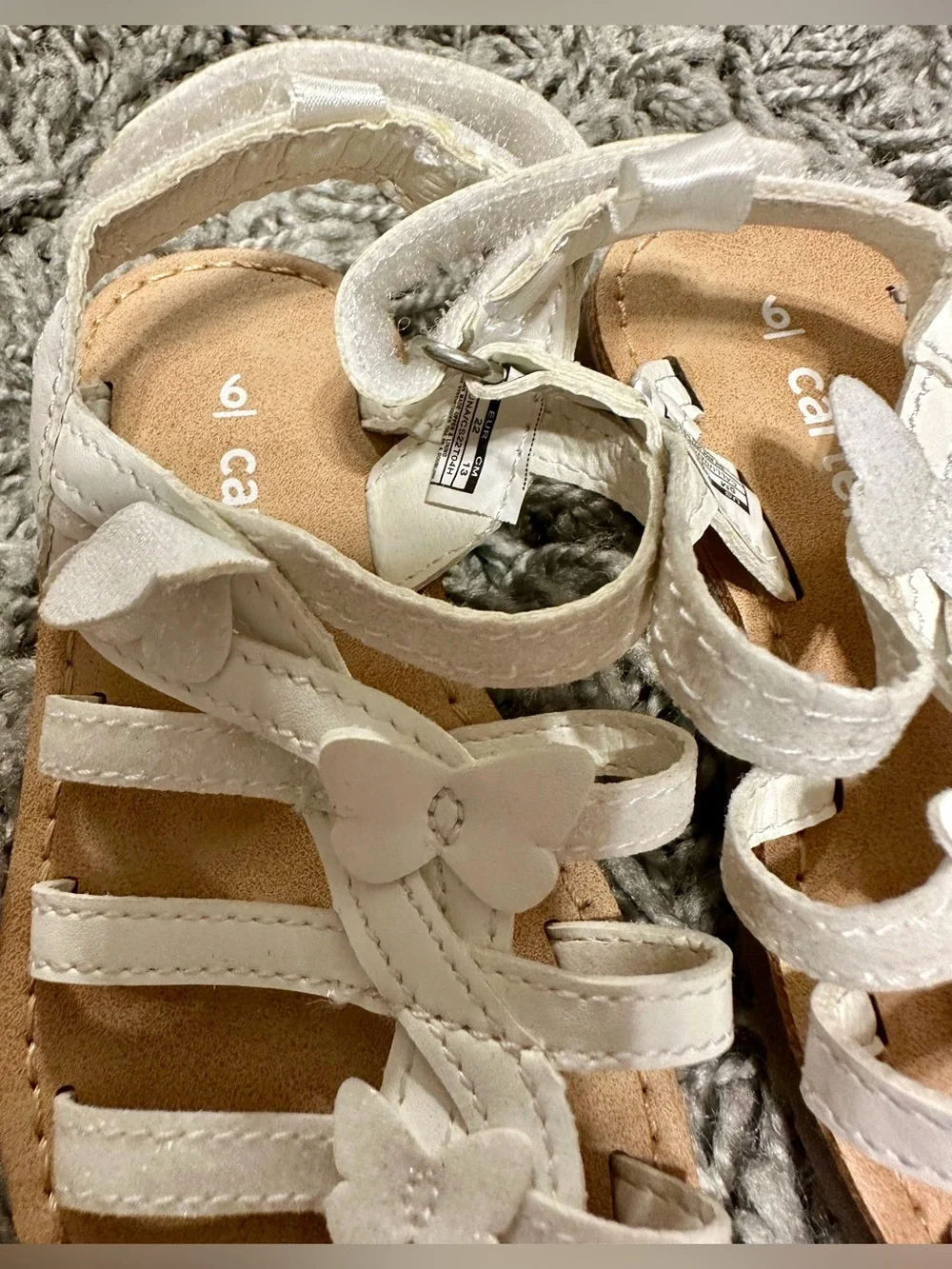 Carter's White Butterfly Glitter Strappy Sandals